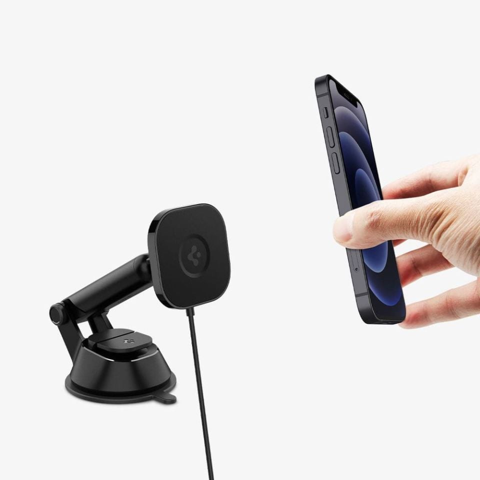 Spigen MagFit Dashboard Araç içi Telefon Tutucu + Manyetik Kablosuz Şarj Cihazı iPhone için MagSafe özellikli OneTap Pro ITS35W