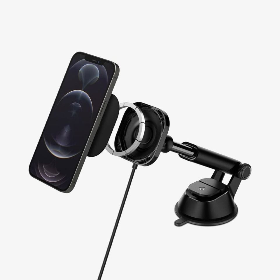 Spigen MagFit Dashboard Araç içi Telefon Tutucu + Manyetik Kablosuz Şarj Cihazı iPhone için MagSafe özellikli OneTap Pro ITS35W