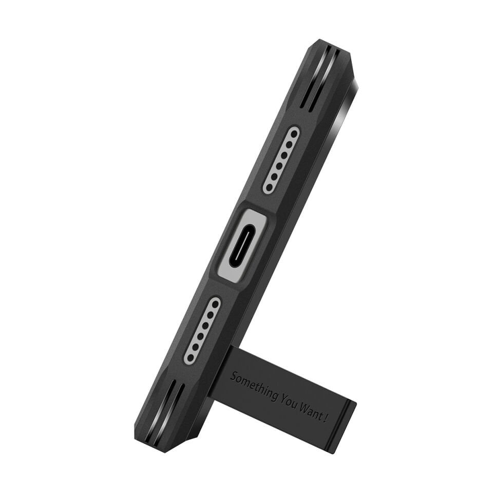 Spigen iPhone 17 Pro Max Ekstra Dayanıklı MagSafe Kılıf Tough Armor Ai T Force Kamera Butonu Hava Kanalı Teknolojisi™ Askeri Sınıf Koruma MagFit KickStand'lı Çift Katman Kapak Black
