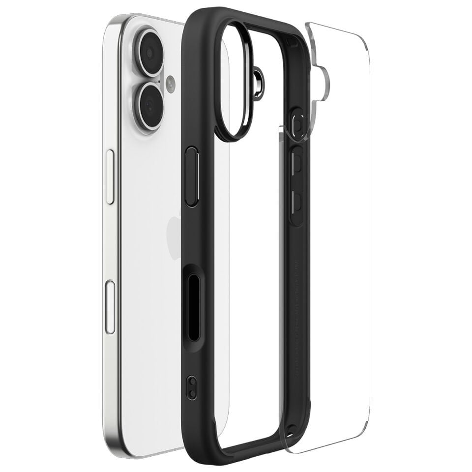 Spigen iPhone 17 ince Kılıf Ultra Hybrid Sararma Karşıtı DuraClear™ Hava Kanalı Teknolojisi™ Askeri Sınıf Koruma Şeffaf Kapak Matte Black