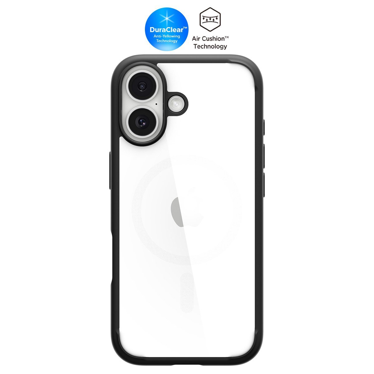 Spigen iPhone 17 ince Kılıf Ultra Hybrid Sararma Karşıtı DuraClear™ Hava Kanalı Teknolojisi™ Askeri Sınıf Koruma Şeffaf Kapak Matte Black