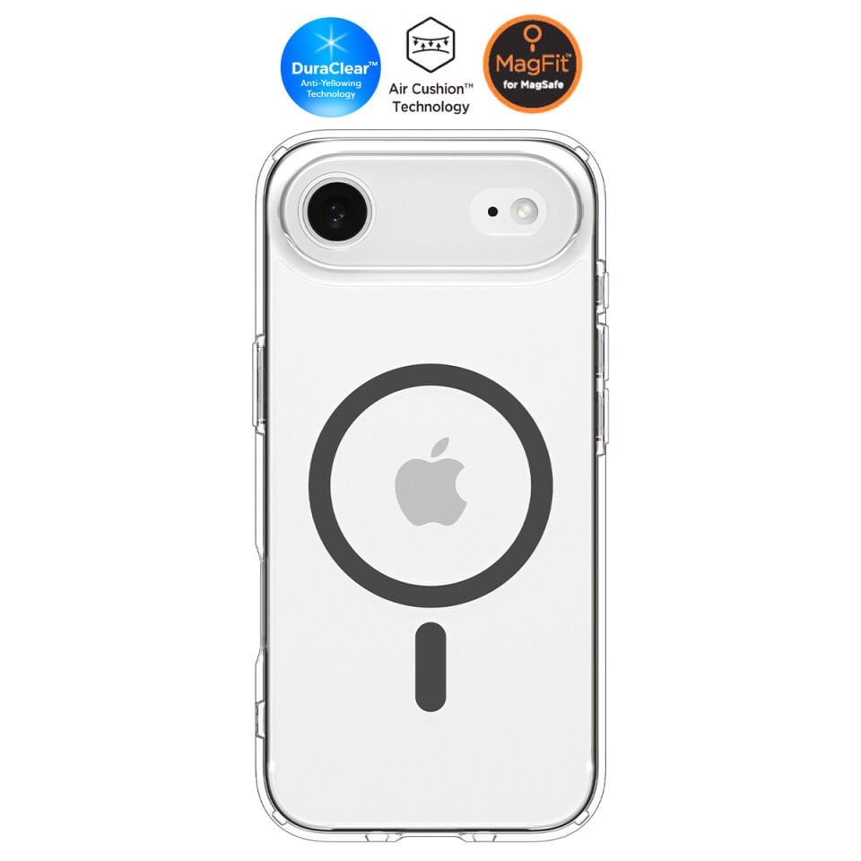 Spigen iPhone Air ince MagSafe Kılıf Ultra Hybrid Sararma Karşıtı DuraClear™ Hava Kanalı Teknolojisi™ Askeri Sınıf Koruma MagFit Şeffaf Kapak Clear Graphite