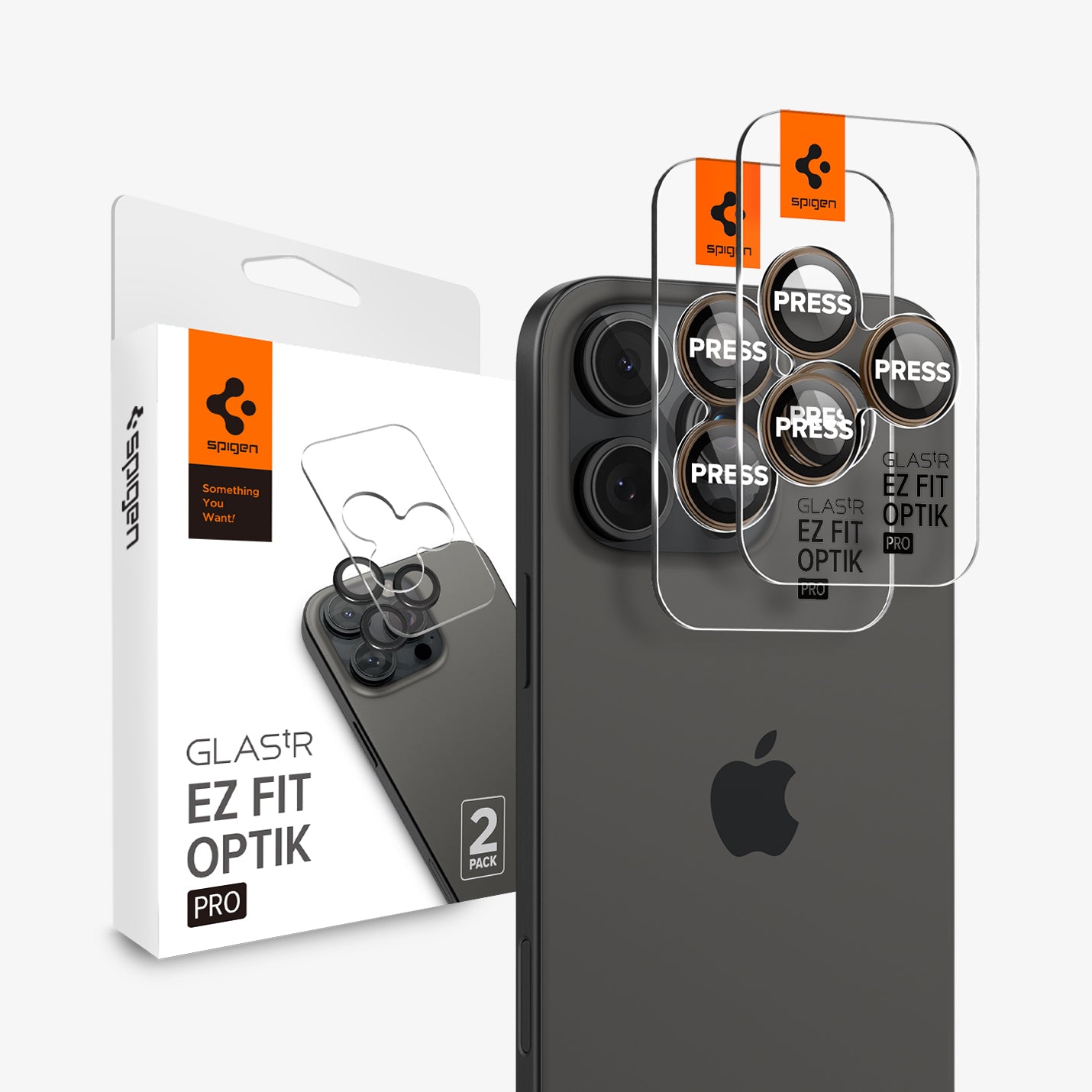 Spigen iPhone 16 Pro Max / 16 Pro / 15 Pro Max / 15 Pro / 14 Pro Max / 14 Pro Kamera Lens Camı Koruyucu Glas.tR EZ Fit Optik Pro (2 Adet)