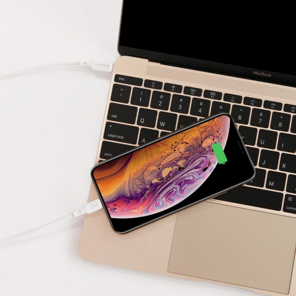 Spigen Essential USB-C to Lightning (1 Metre) Hızlı Şarj/Data Kablosu MFI Lisanslı (2 Adet) C10CL White