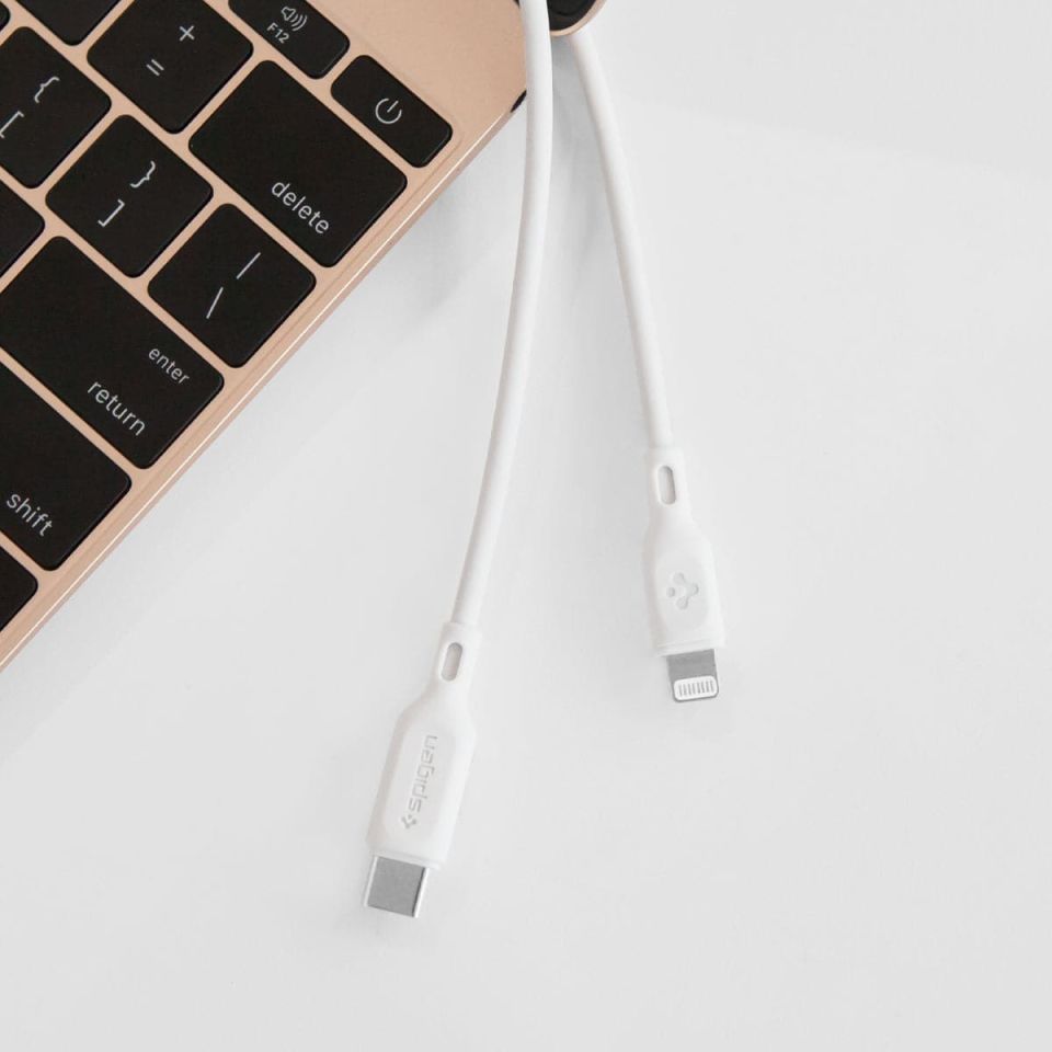 Spigen Essential USB-C to Lightning (1 Metre) Hızlı Şarj/Data Kablosu MFI Lisanslı (2 Adet) C10CL White