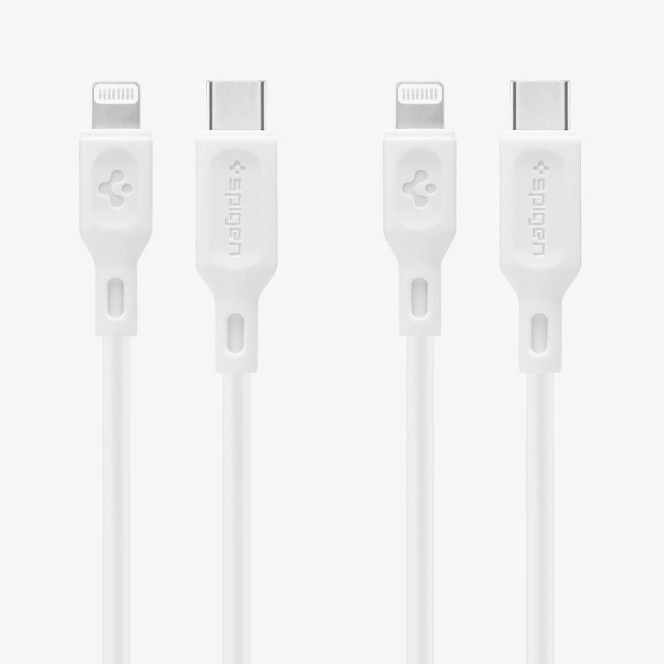 Spigen Essential USB-C to Lightning (1 Metre) Hızlı Şarj/Data Kablosu MFI Lisanslı (2 Adet) C10CL White