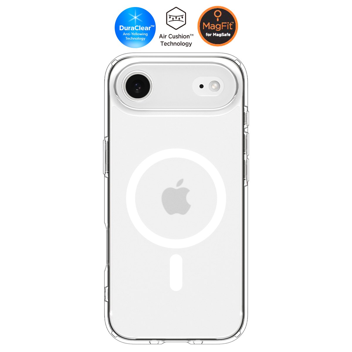 Spigen iPhone Air ince MagSafe Kılıf Ultra Hybrid Sararma Karşıtı DuraClear™ Hava Kanalı Teknolojisi™ Askeri Sınıf Koruma MagFit Mat Kapak Frost White