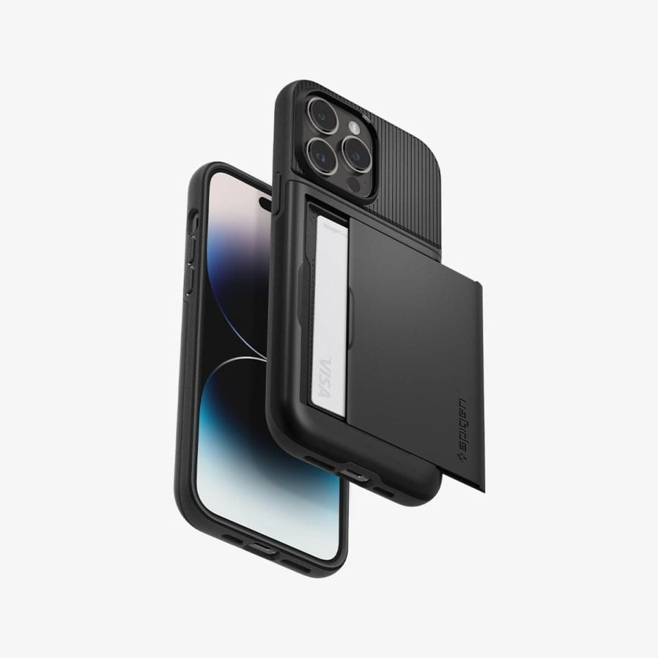 iPhone 14 Pro Max Kılıf, Spigen Slim Armor CS Wallet Black