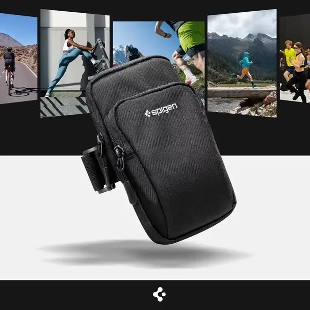 Spigen Dynamic Shield Kılıf / Çanta Spor için Kol Bandı (Tüm Cihazlarla Uyumlu) Armband Black