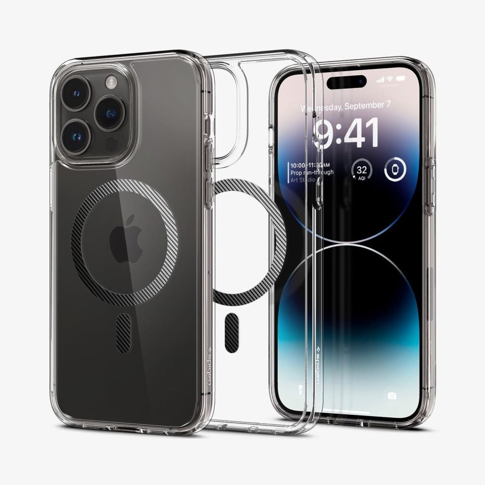 iPhone 14 Pro Max Kılıf, Spigen Ultra Hybrid MagFit (MagSafe Uyumlu) Carbon Black