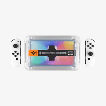 Spigen Nintendo Switch OLED ile Uyumlu Cam Ekran Koruyucu Kolay Kurulum GLAS.tR EZ Fit Slim HD (2 Adet) Clear