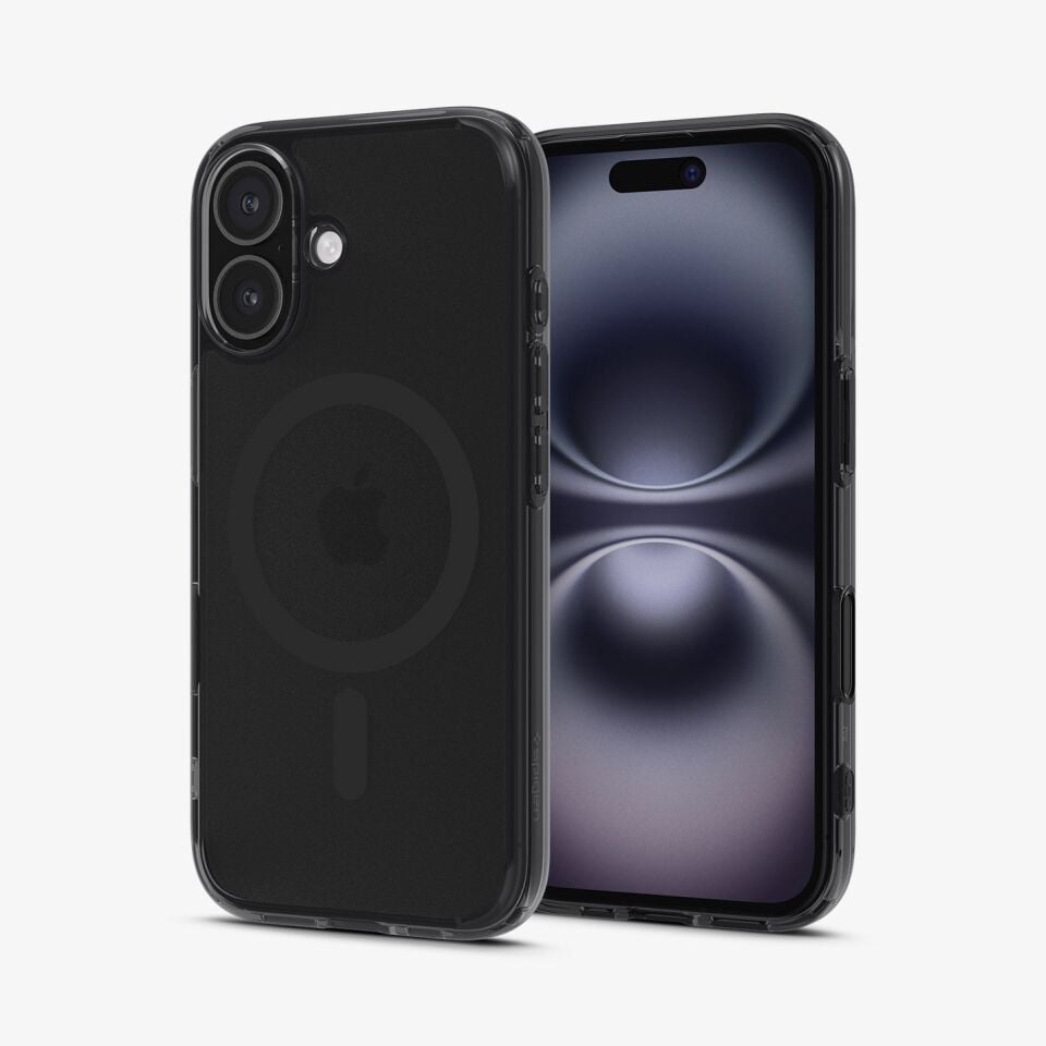Spigen iPhone 16 ince Kılıf ince MagSafe Kılıf Ultra Hybrid T Force Kamera Butonu Sararma Karşıtı DuraClear™ Hava Kanalı Teknolojisi™ Askeri Sınıf Koruma MagFit Mat Kapak Frost Black