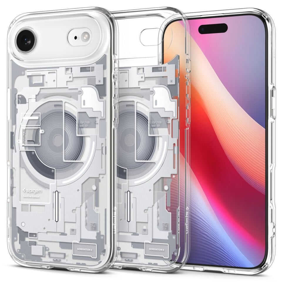 Spigen iPhone Air ince MagSafe Kılıf Ultra Hybrid Sararma Karşıtı DuraClear™ Hava Kanalı Teknolojisi™ Askeri Sınıf Koruma MagFit Zero One Tasarım Kapak Zero One White