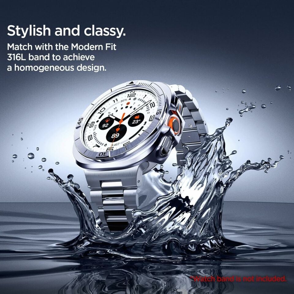 Spigen Galaxy Watch Ultra (47mm) Kasa Koruyucu Bezel Tune Silver