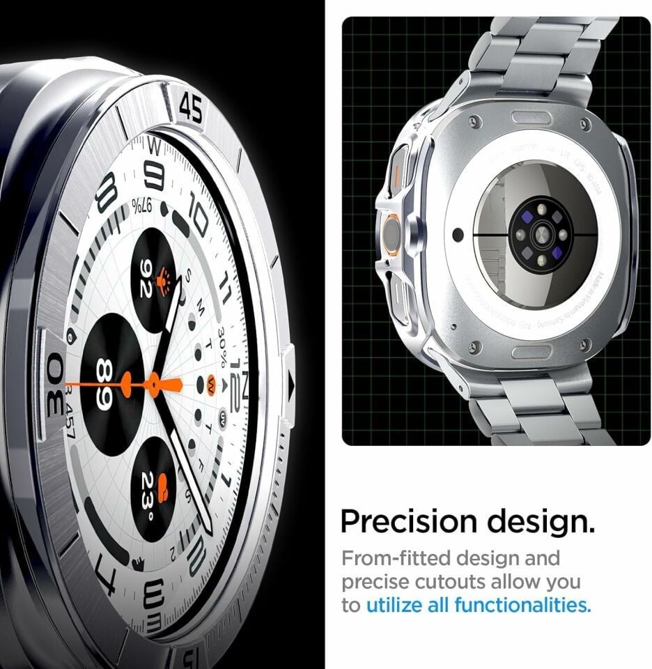 Spigen Galaxy Watch Ultra (47mm) Kasa Koruyucu Bezel Tune Silver