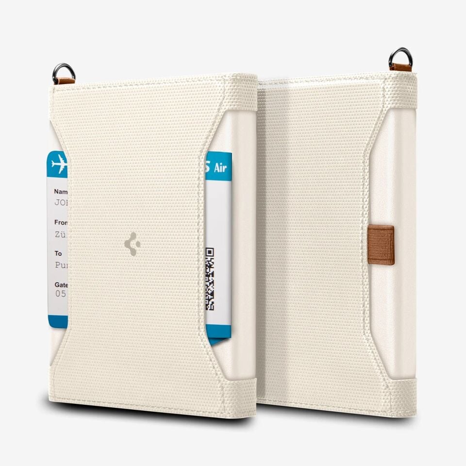 Spigen Passport Holder RFID Korumalı Seyahat Çantası Pasaport Cüzdan Dune Beige