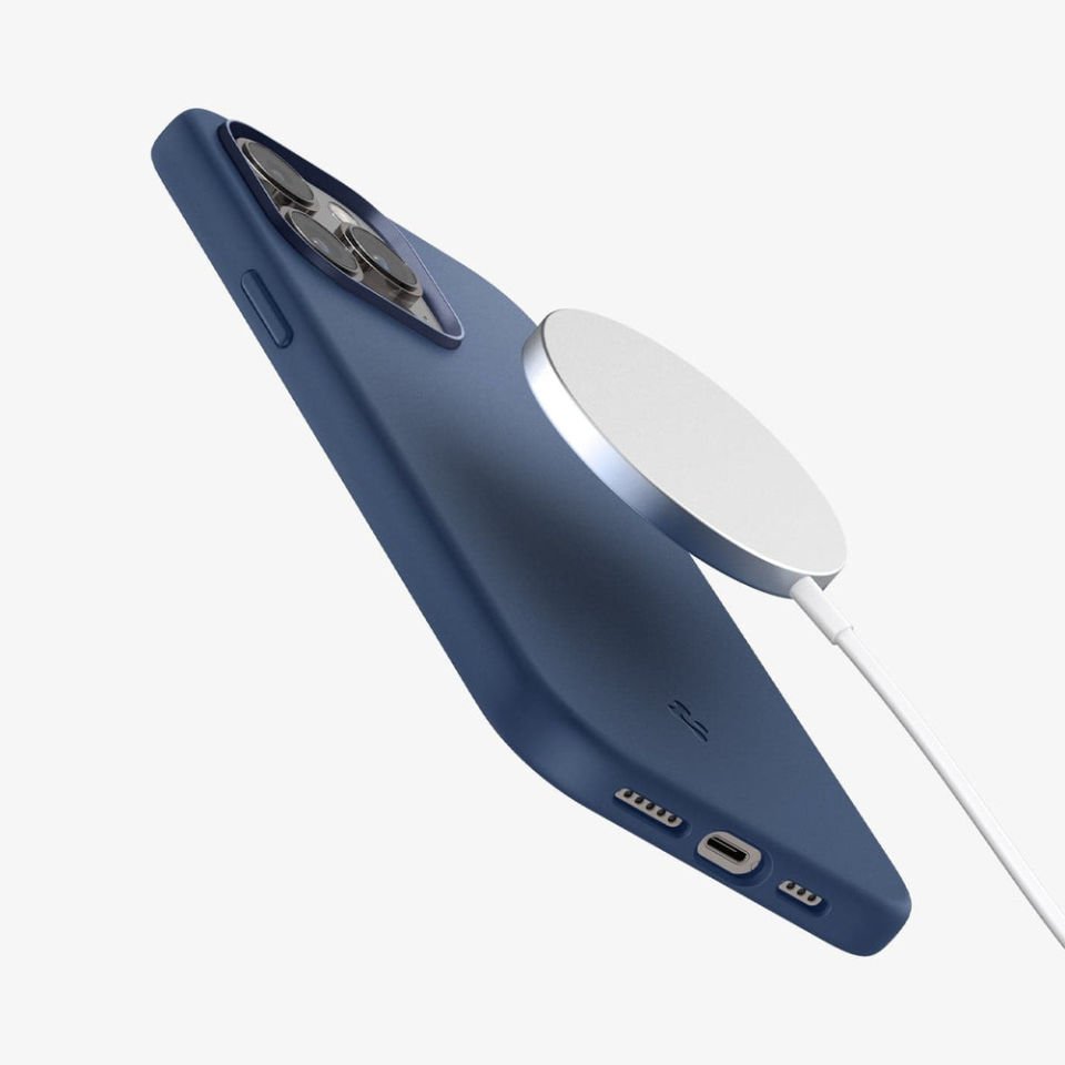 iPhone 14 Pro Kılıf, Spigen Silicone Fit MagFit (MagSafe Uyumlu) Navy Blue