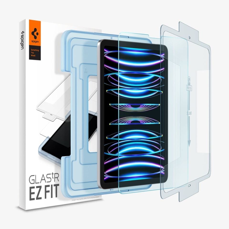 Spigen iPad Air 10.9 (2022 / 2020) / Pro 11'' (2022 / 2021 /2020 / 2018)  Cam Ekran Koruyucu Kolay Kurulum GLAS.tR EZ Fit Slim HD