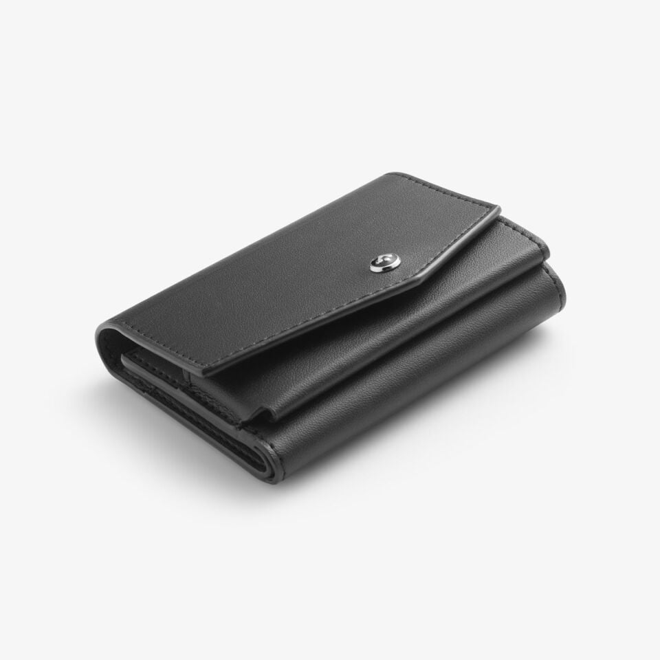 Spigen MagFit iPhone için MagSafe özellikli 3 Kartlı Manyetik Cüzdan Valentinus Pro Vegan Deri Black