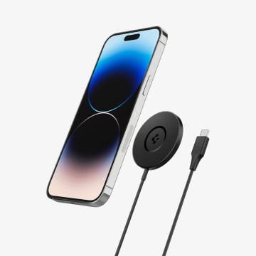 Spigen ArcField (MagFit) MagSafe Uyumlu 7.5W Kablosuz Şarj Cihazı iPhone 15 / 14 / 13 / 12 Serisi Black Black