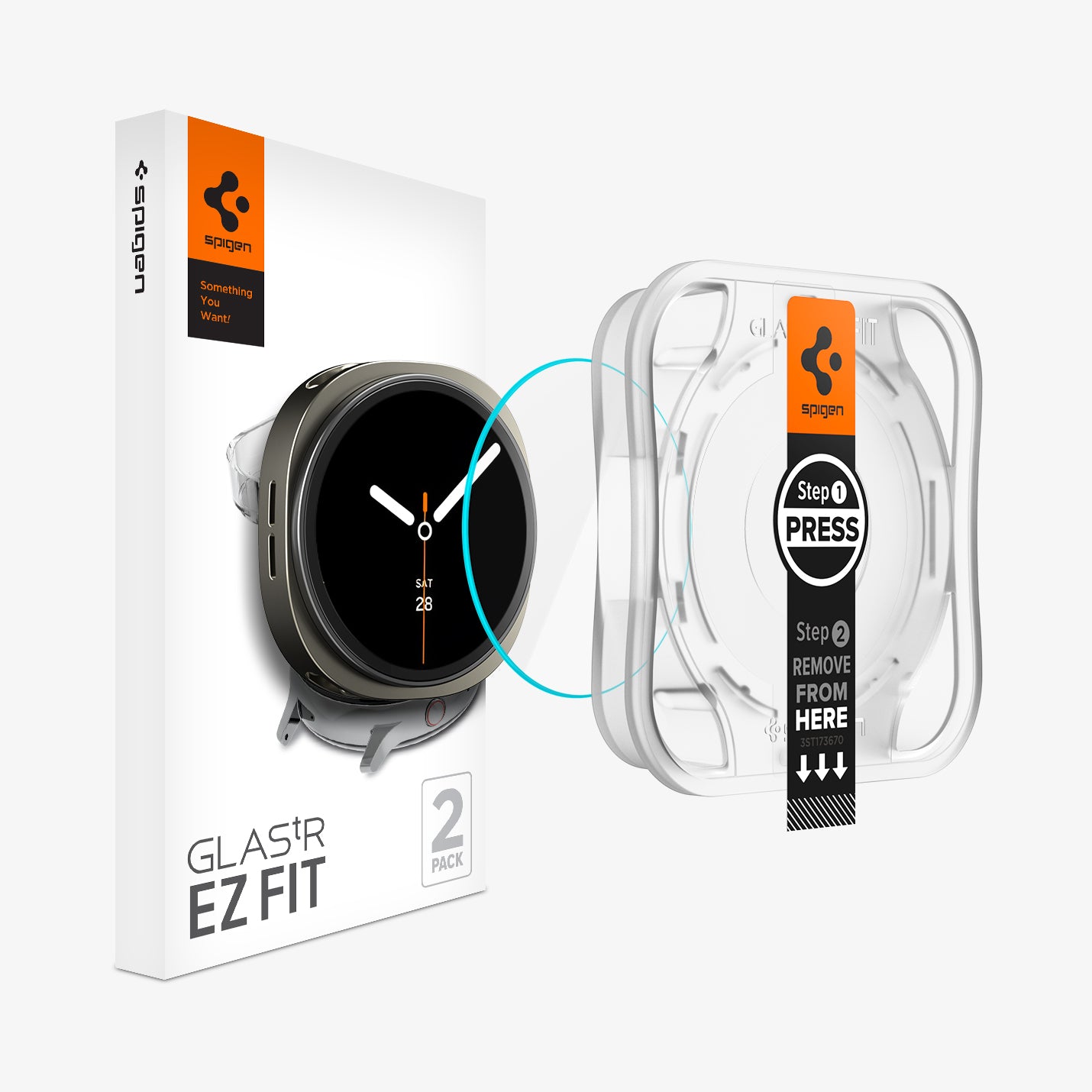 Spigen Galaxy Watch 8 (44mm) Cam Ekran Koruyucu Kolay Kurulum GLAS.tR EZ Fit Slim HD (2 Adet) - AGL09876