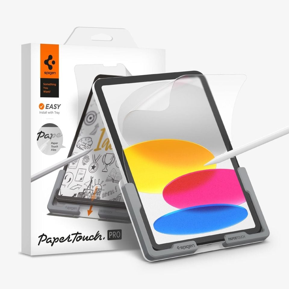 Spigen iPad 10.9\'\' 10.nesil (2022) Defter Kağıt Hissiyatlı Ekran Koruyucu Kolay Kurulum Paper Touch Pro Tray