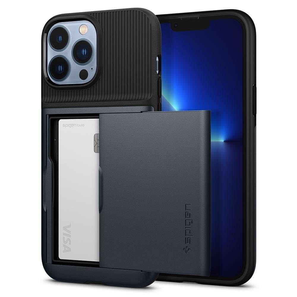 iPhone 13 Pro Max Kılıf, Spigen Slim Armor CS Wallet Metal Slate
