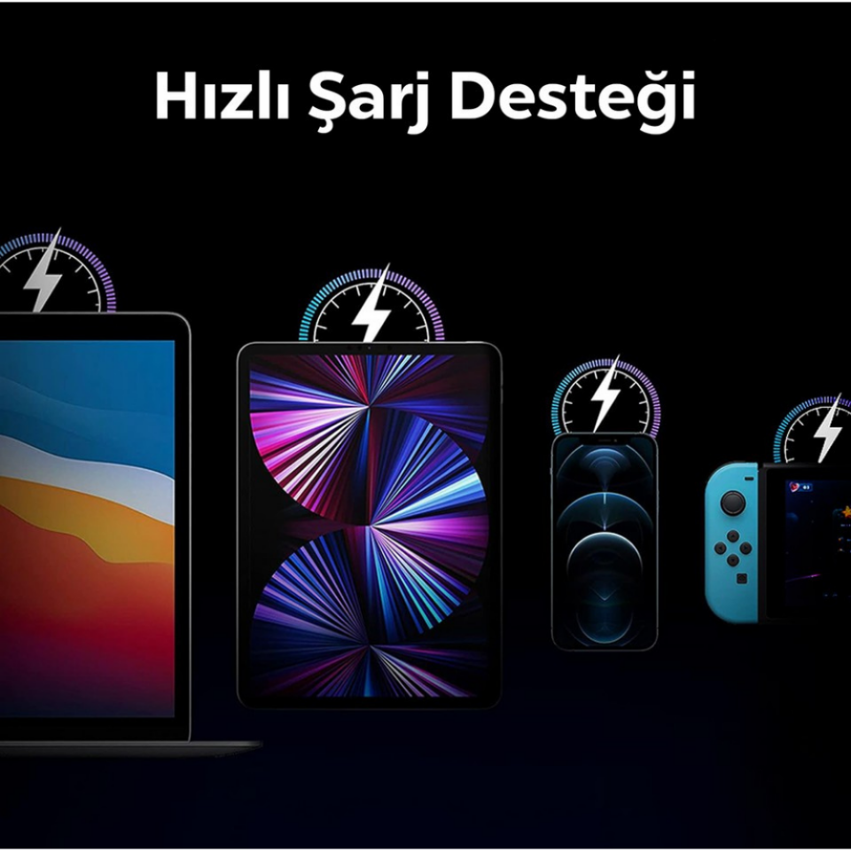 Spigen 45W GaN USB-C Güç Adaptörü + Örgü Şarj Kablo - Samsung PPS 2.0 Super Hızlı Şarj Destekli (Isı Düşürücü ve Akım Korumalı) Hızlı Şarj Aleti iPhone & Android & iPad & MacBook Type-C