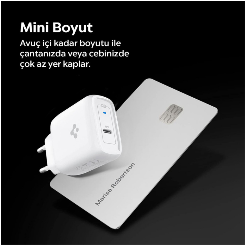 Spigen 45W GaN USB-C Güç Adaptörü + Örgü Şarj Kablo - Samsung PPS 2.0 Super Hızlı Şarj Destekli (Isı Düşürücü ve Akım Korumalı) Hızlı Şarj Aleti iPhone & Android & iPad & MacBook Type-C