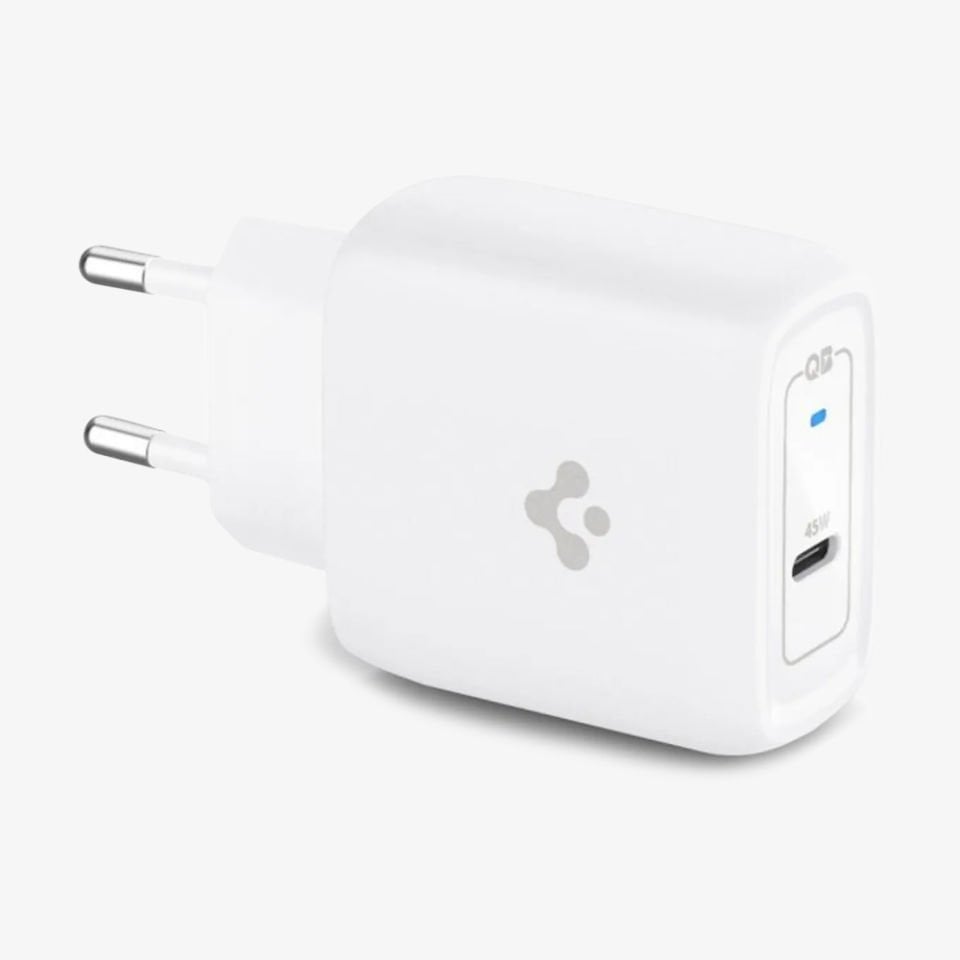 Spigen 45W GaN USB-C Güç Adaptörü + Örgü Şarj Kablo - Samsung PPS 2.0 Super Hızlı Şarj Destekli (Isı Düşürücü ve Akım Korumalı) Hızlı Şarj Aleti iPhone & Android & iPad & MacBook Type-C