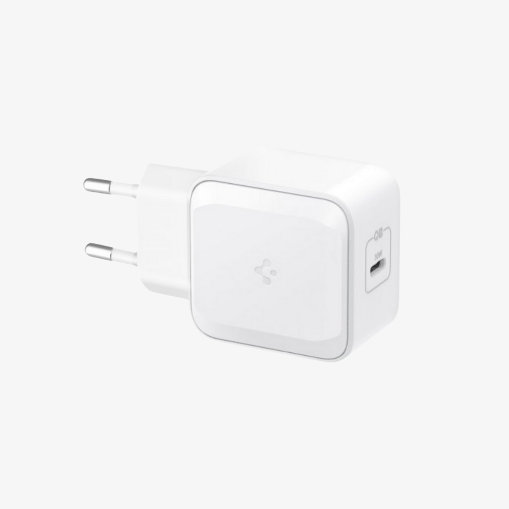 Spigen 30W GaN USB-C Güç Adaptörü - Hızlı Şarj Aleti (Isı Düşürücü ve Akım Korumalı) iPhone & Android & iPad & MacBook Type-C White