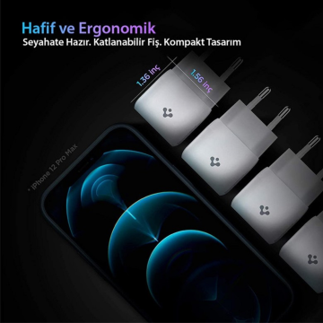 Spigen 30W GaN USB-C Güç Adaptörü - Hızlı Şarj Aleti (Isı Düşürücü ve Akım Korumalı) iPhone & Android & iPad & MacBook Type-C White