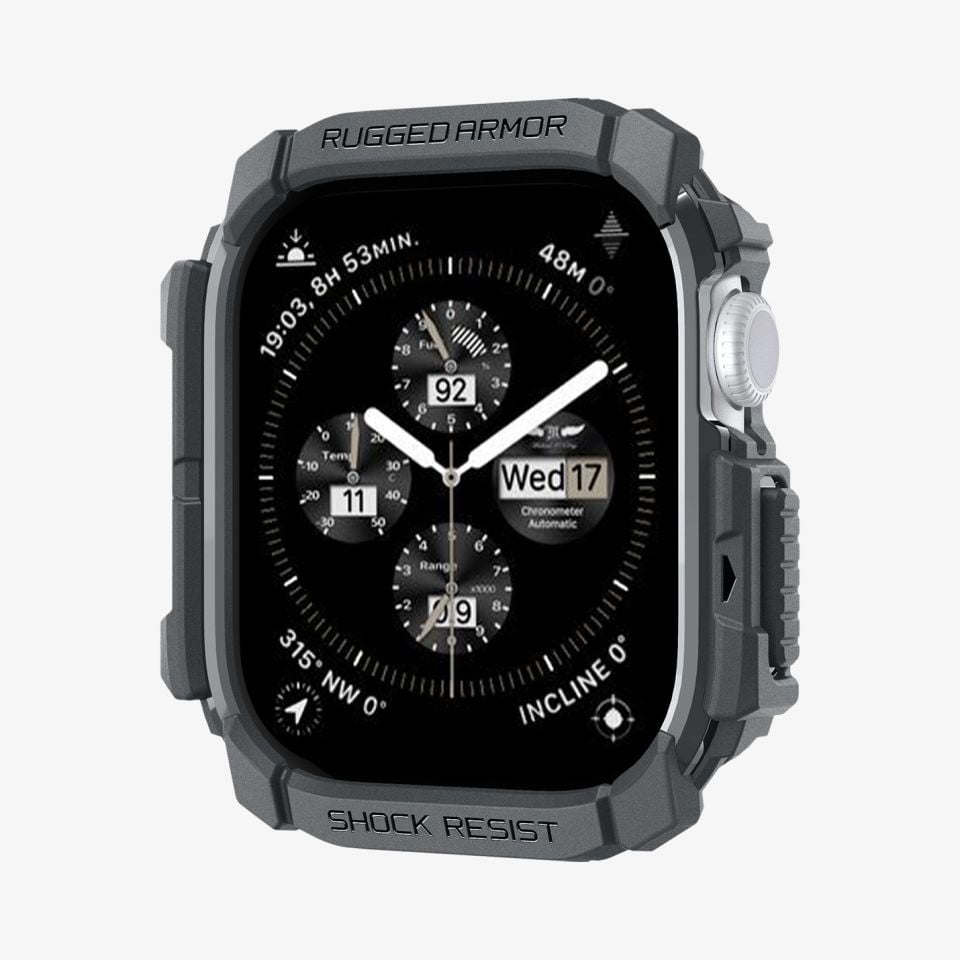 Spigen Apple Watch 46mm Seri 10 Kılıf Rugged Armor Dark Gray