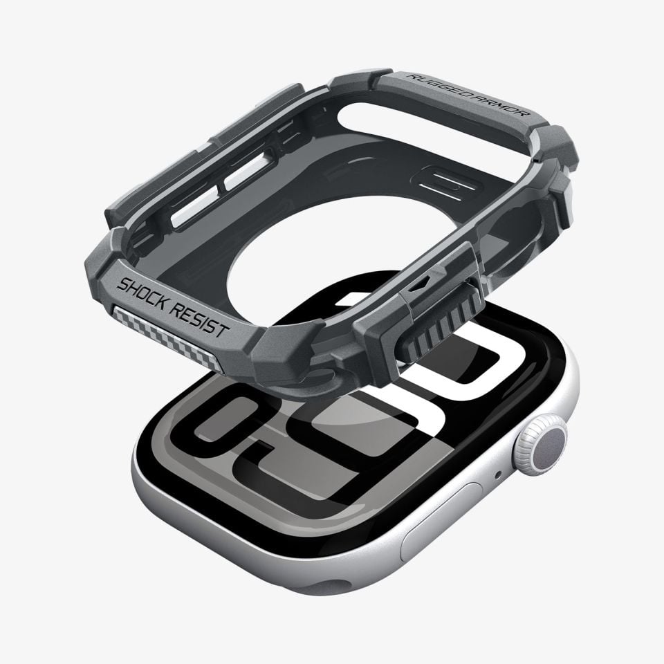 Spigen Apple Watch 46mm Seri 10 Kılıf Rugged Armor Dark Gray