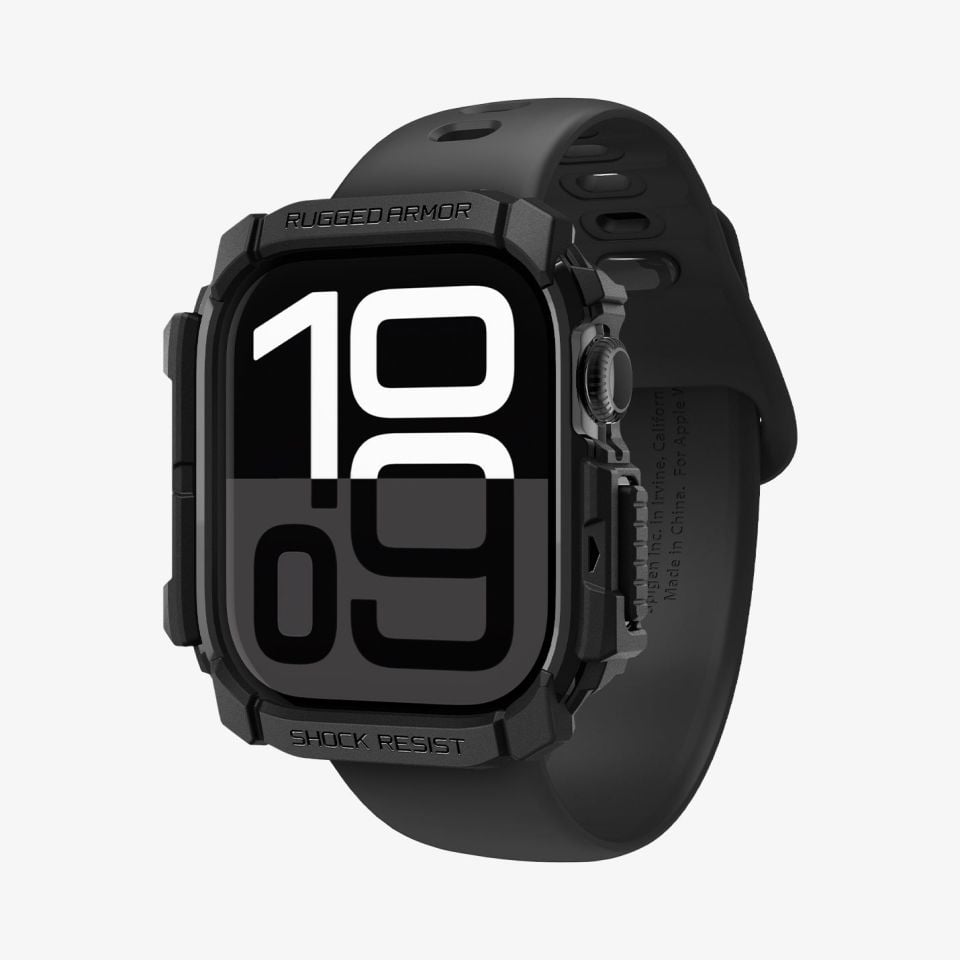 Spigen Apple Watch 46mm Seri 10 Kılıf Rugged Armor Matte Black