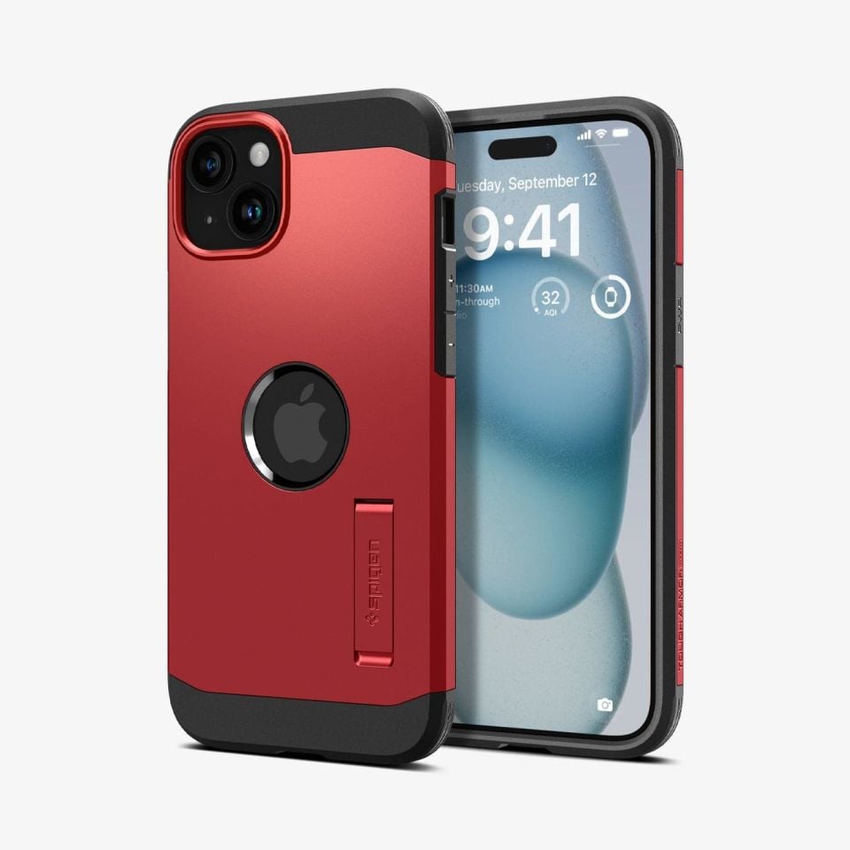 iPhone 15 Kılıf, Spigen Tough Armor Magfit (Magsafe Uyumlu) Red