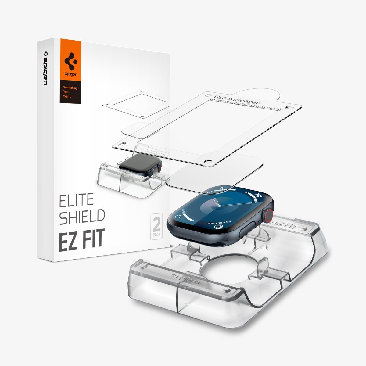 Spigen Apple Watch 42mm Seri 10 Ekran Koruyucu Kolay Kurulum Elite Shield EZ Fit (2 Adet)