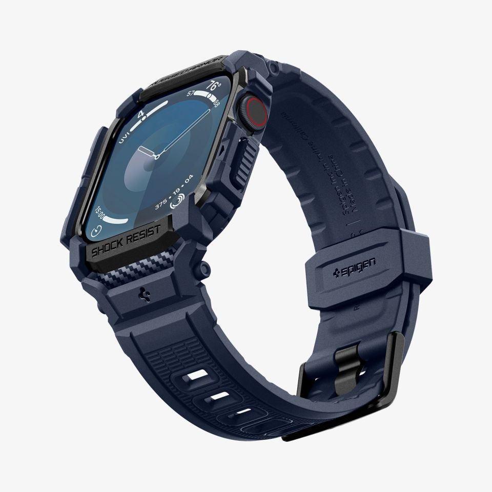 Spigen Apple Watch 42mm Seri 11/10 ile uyumlu Kılıf & Kordon Kayış Rugged Armor Pro Navy Blue