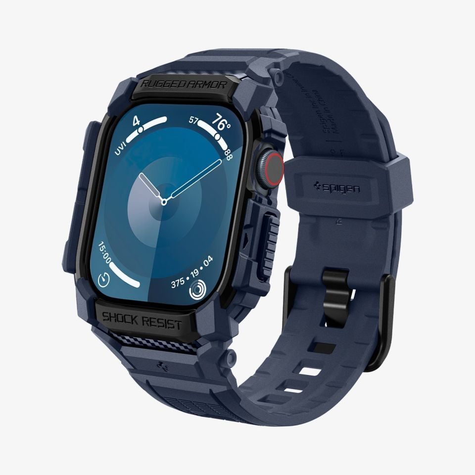 Spigen Apple Watch 42mm Seri 11/10 ile uyumlu Kılıf & Kordon Kayış Rugged Armor Pro Navy Blue