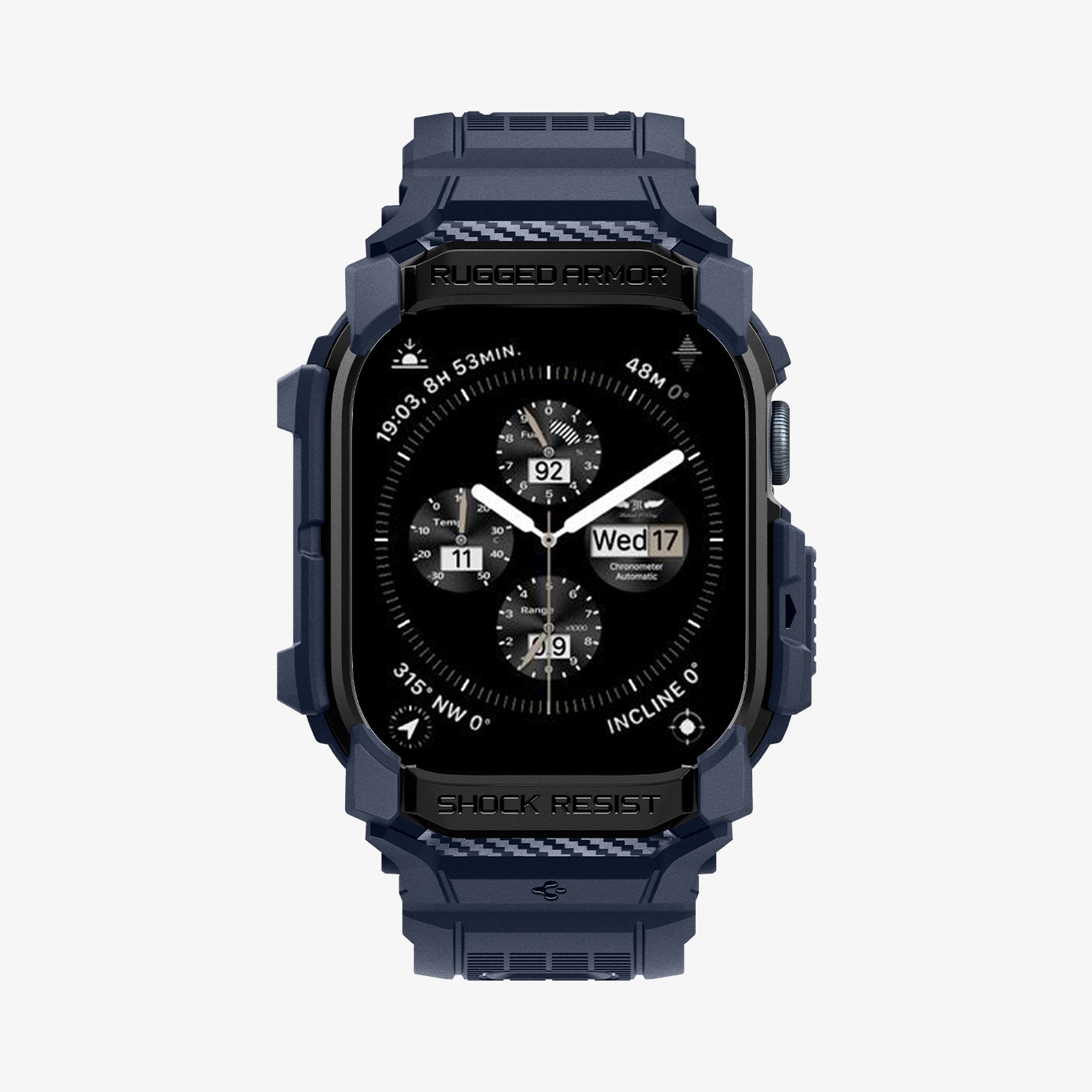 Spigen Apple Watch 42mm Seri 11/10 ile uyumlu Kılıf & Kordon Kayış Rugged Armor Pro Navy Blue