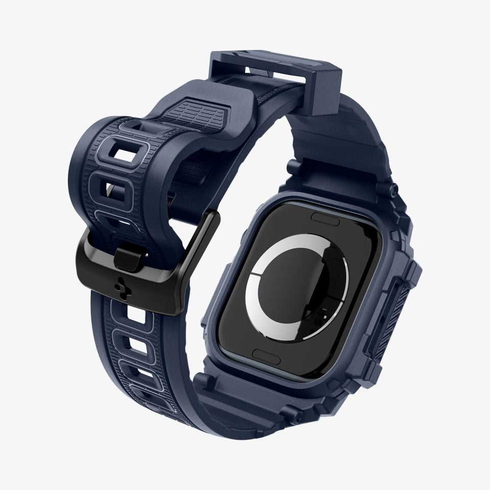 Spigen Apple Watch 42mm Seri 11/10 ile uyumlu Kılıf & Kordon Kayış Rugged Armor Pro Navy Blue