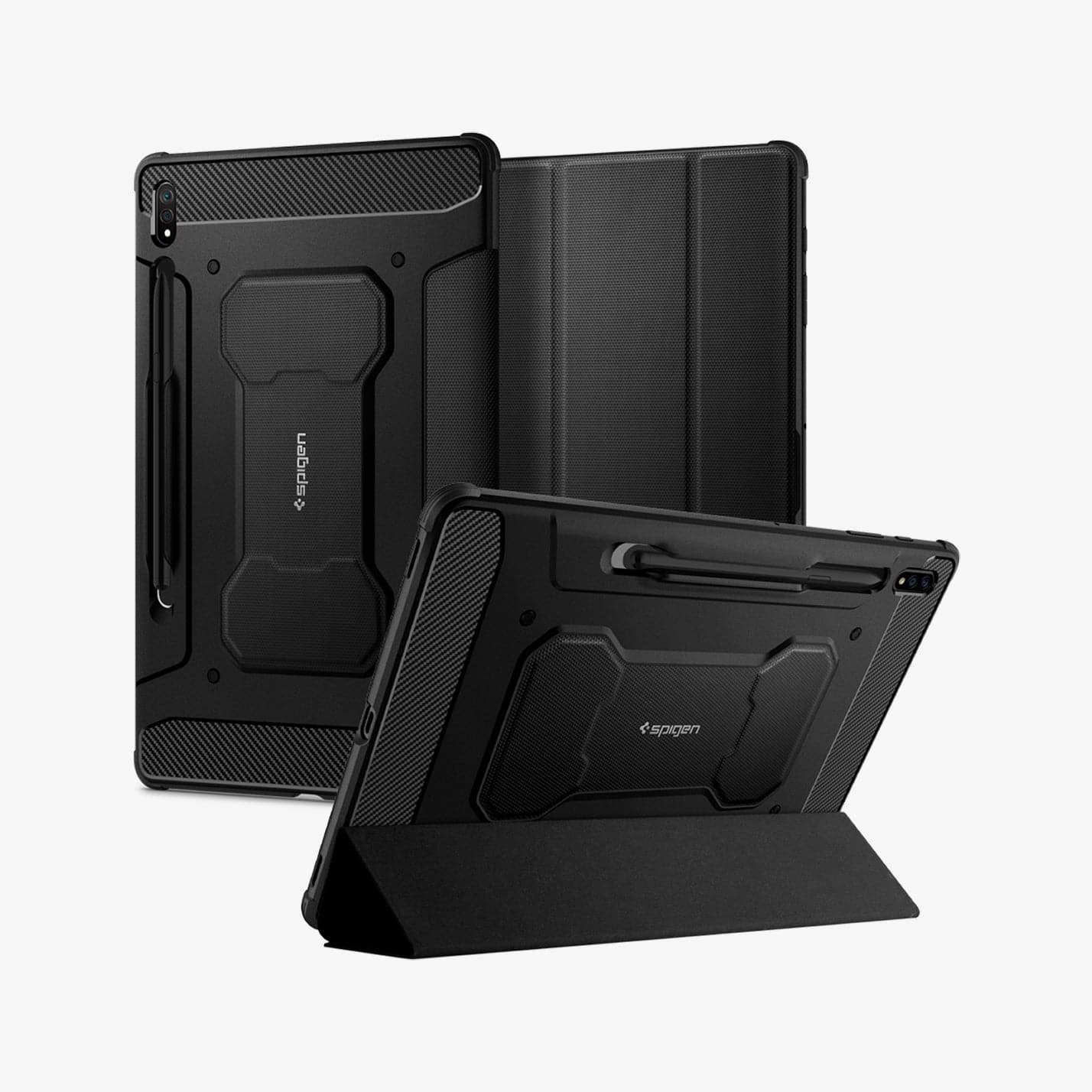 Galaxy Tab S8 Plus / S7 Plus Kılıf, Spigen Rugged Armor Pro Black