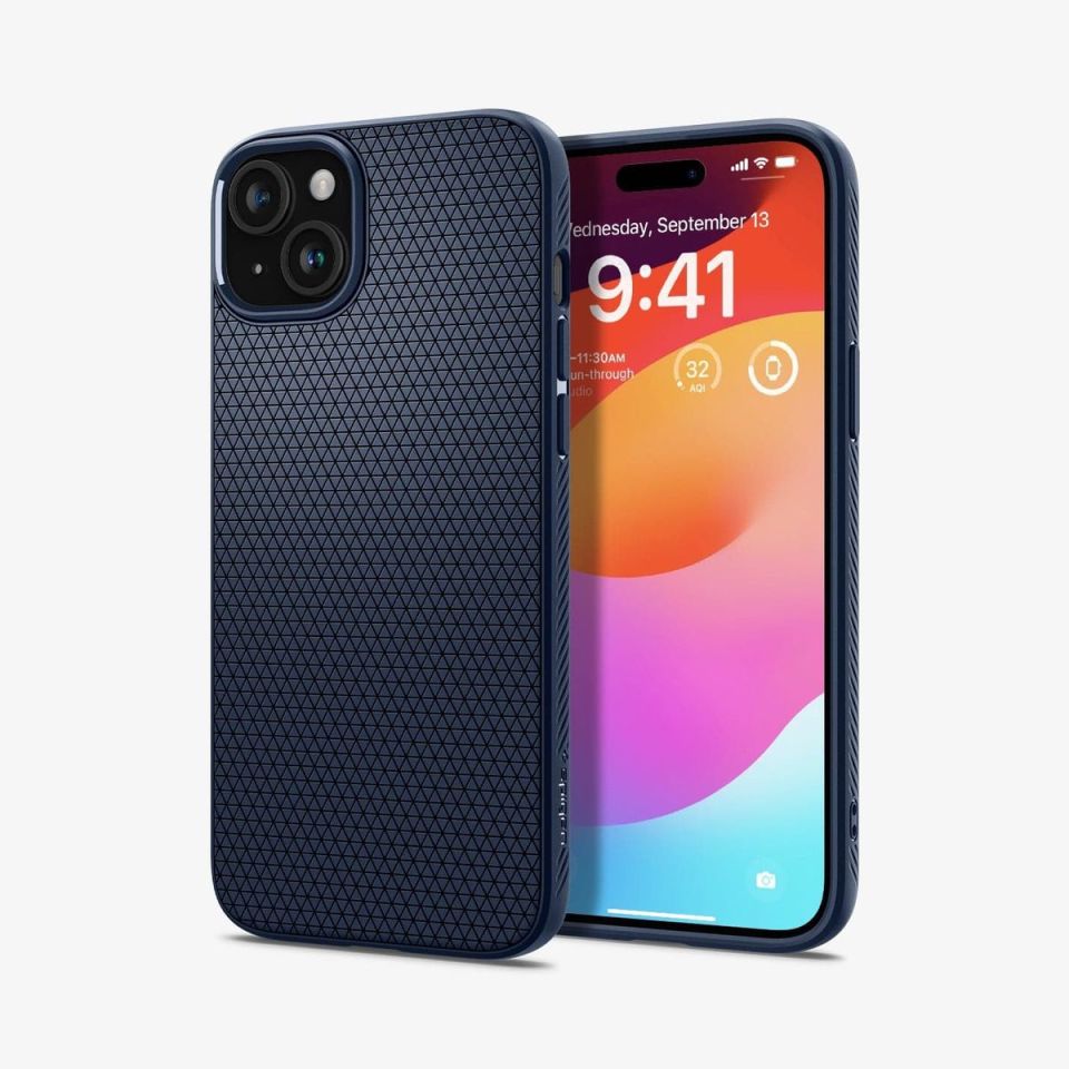 iPhone 15 Plus Kılıf, Spigen Liquid Air Navy Blue