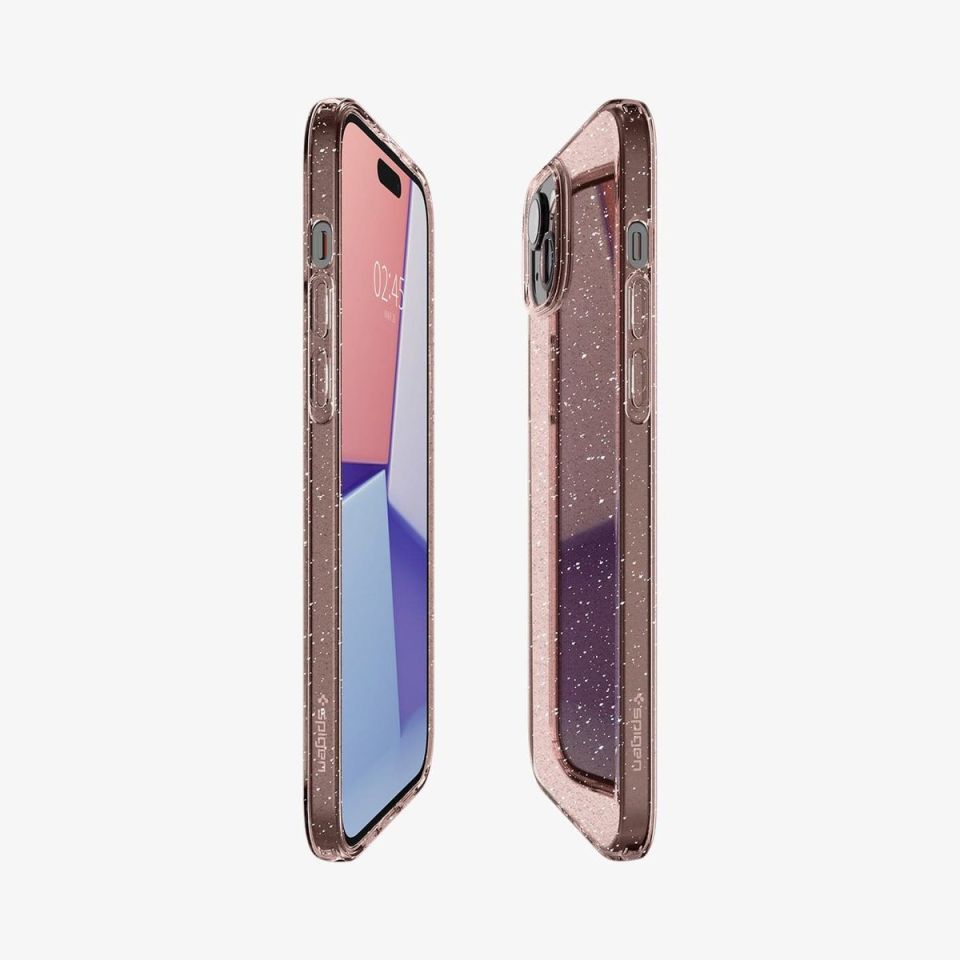 iPhone 15 Plus Kılıf, Spigen Liquid Crystal Glitter Rose Quartz