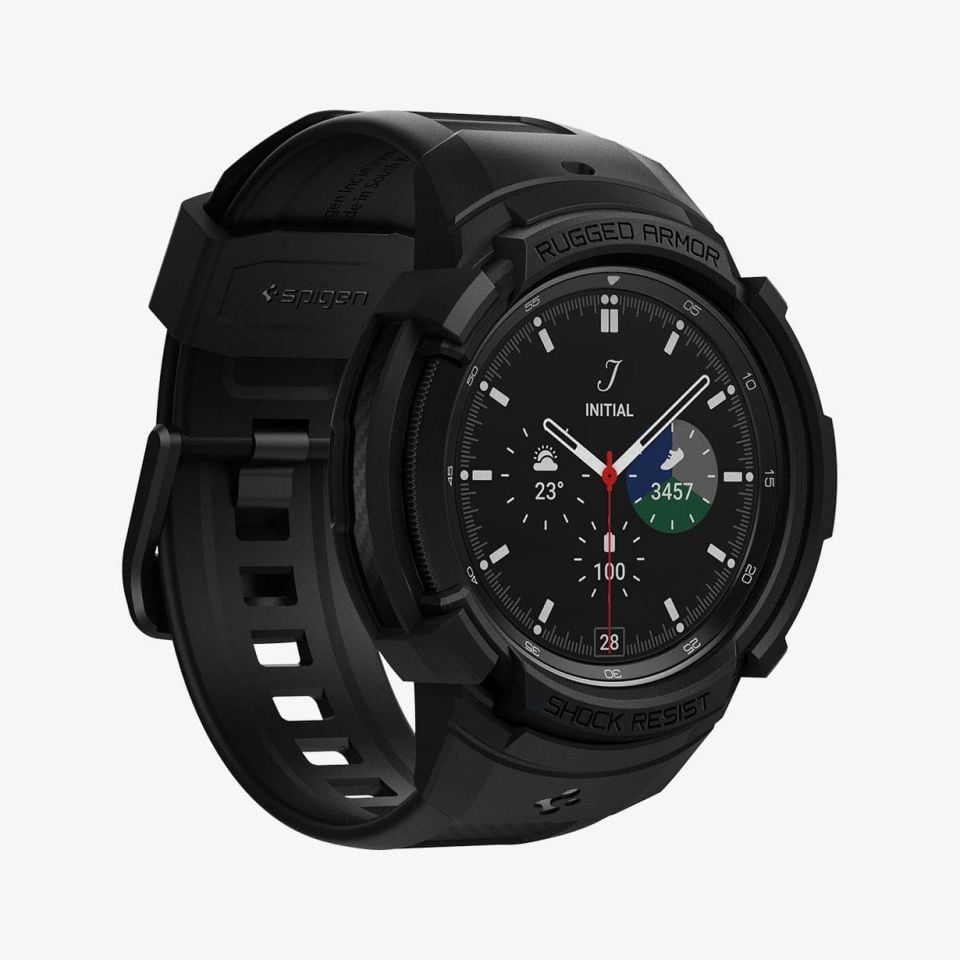 Spigen Galaxy Watch 4 Classic (46mm) Kılıf & Kordon Kayış Rugged Armor Pro Black