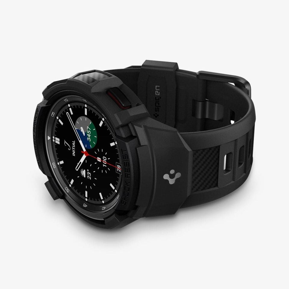 Spigen Galaxy Watch 4 Classic (46mm) Kılıf & Kordon Kayış Rugged Armor Pro Black
