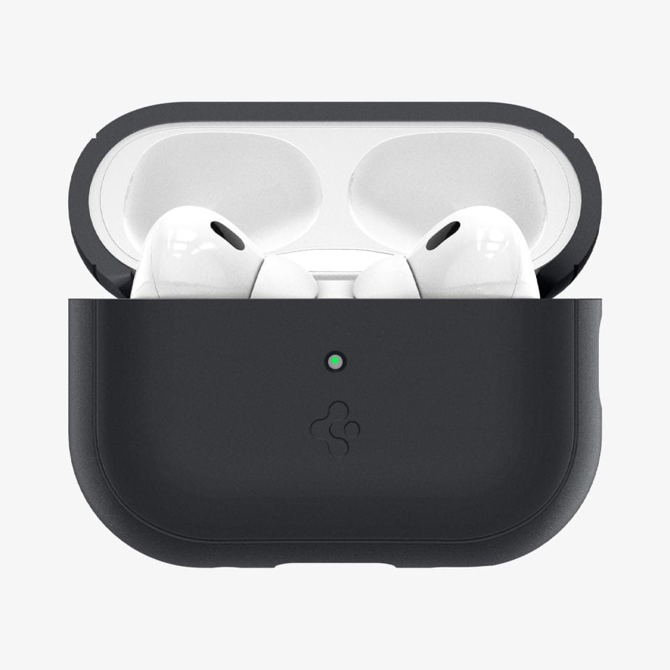 AirPods Pro (2.Nesil) Kılıf, Spigen Silicone Fit + Strap (Askı İpi) Black
