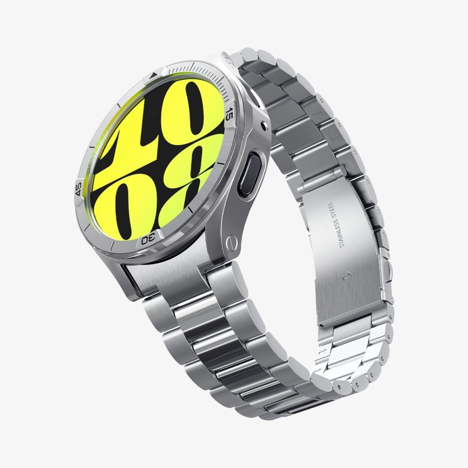 Spigen Galaxy Watch 7 (44mm) Kılıf Bezel Tune Pro Silver