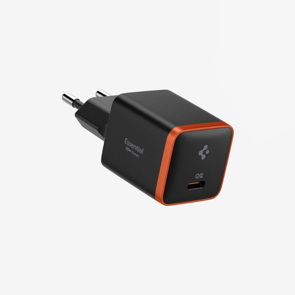 Spigen 30W GaN USB-C Mini Güç Adaptörü - Samsung PPS Destekli Hızlı Şarj Aleti (Isı Düşürücü ve Akım Korumalı) iPhone & Android & iPad & MacBook Type-C Black - ACH08448