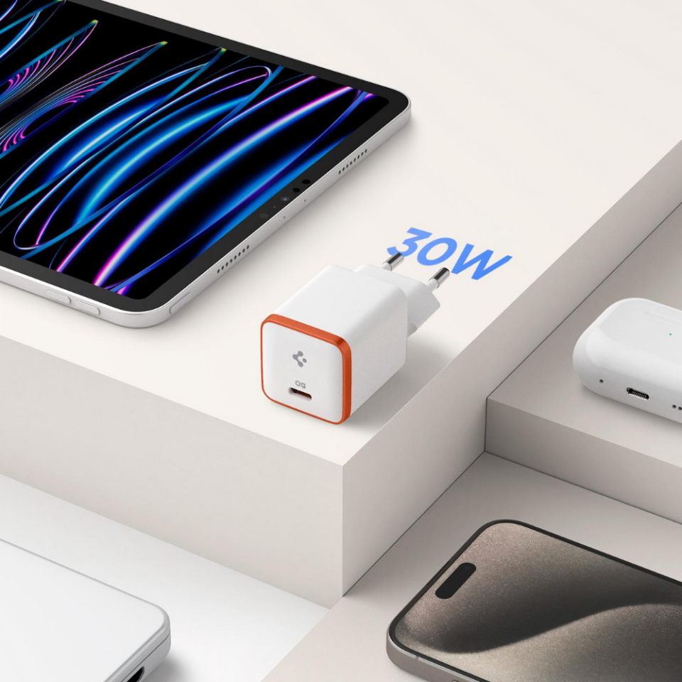 Spigen 30W GaN USB-C Mini Güç Adaptörü - Samsung PPS Destekli Hızlı Şarj Aleti (Isı Düşürücü ve Akım Korumalı) iPhone & Android & iPad & MacBook Type-C